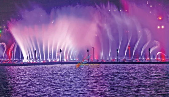 Бангладеш Современный Большой Фонтан на Озере Водные Танцы Музыка Плавающие Фонтаны На Открытом Воздухе с Подсветкой